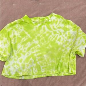 Lululemon Lime Green Tie-Dye Cropped T-Shirt
